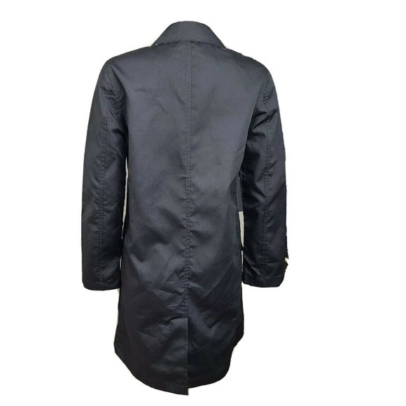 ISAAC MIZRAHI Target Solid All Black Long Trenchcoat Jacket Womens Size S Small - Picture 3 of 6